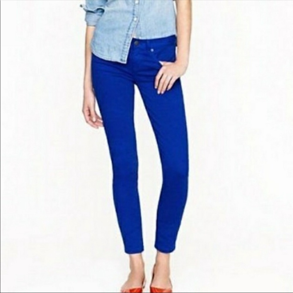 J. Crew Ankle Toothpick Colored Blue Jeans, Sz 30
